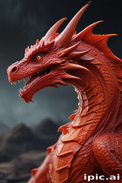 Majestic Red Dragon with Intricate Scales and Fierce Expression ...