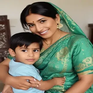 mom and son indian