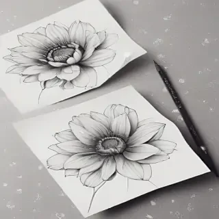 pencil drawn flowers