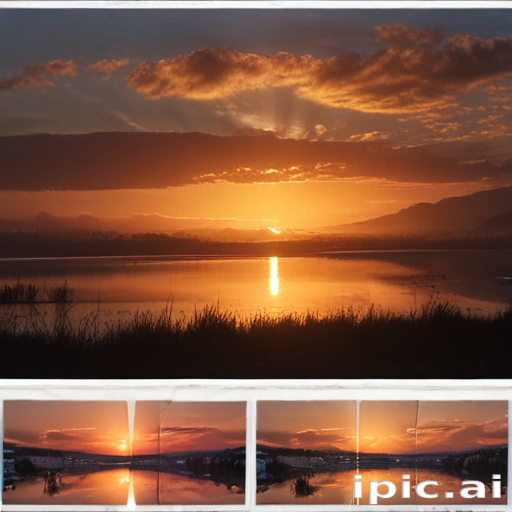 Stunning Sunset Over Tranquil Lake with Vibrant Colors and Reflections