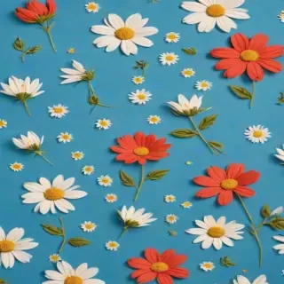 blue background with flowers