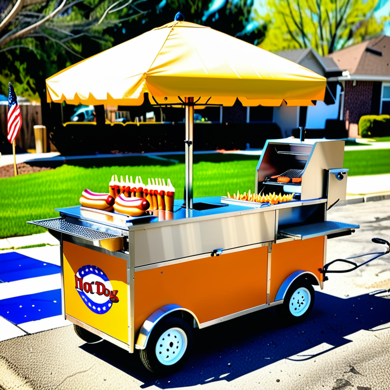 hot dog cart with grill and fryer