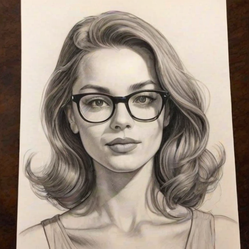 Attractive Jade Tailor, pencil sketch, portrait of Resplendent woman 1972s in glasses, hair style beatnik, outline, clear lines, fine lines, 8k