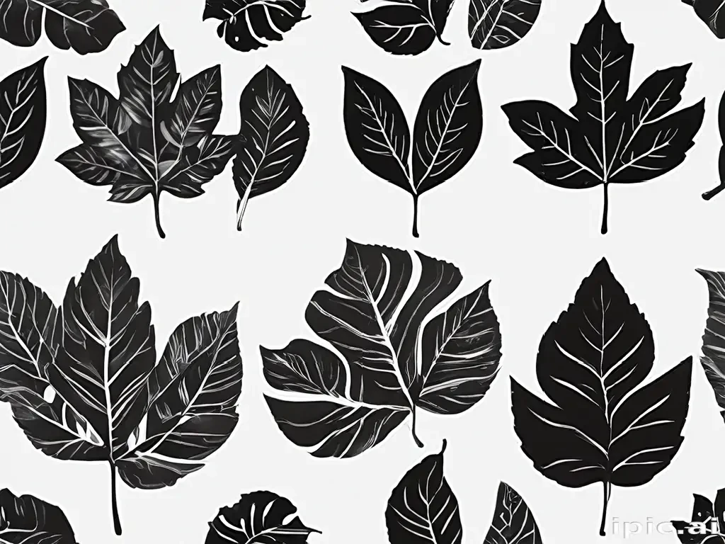black and white leaf clip art