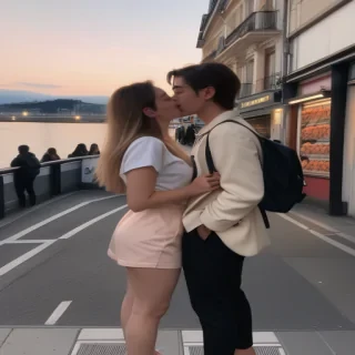 couple kissing aesthetic