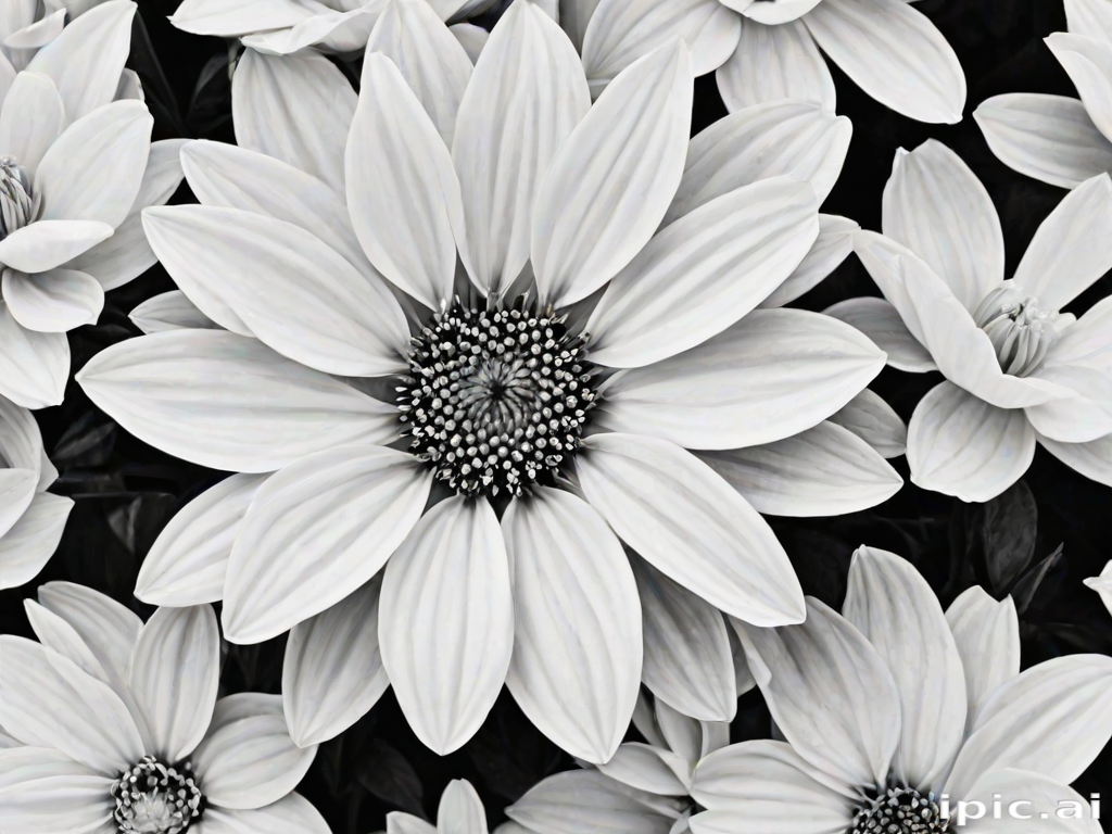 black and white flower png