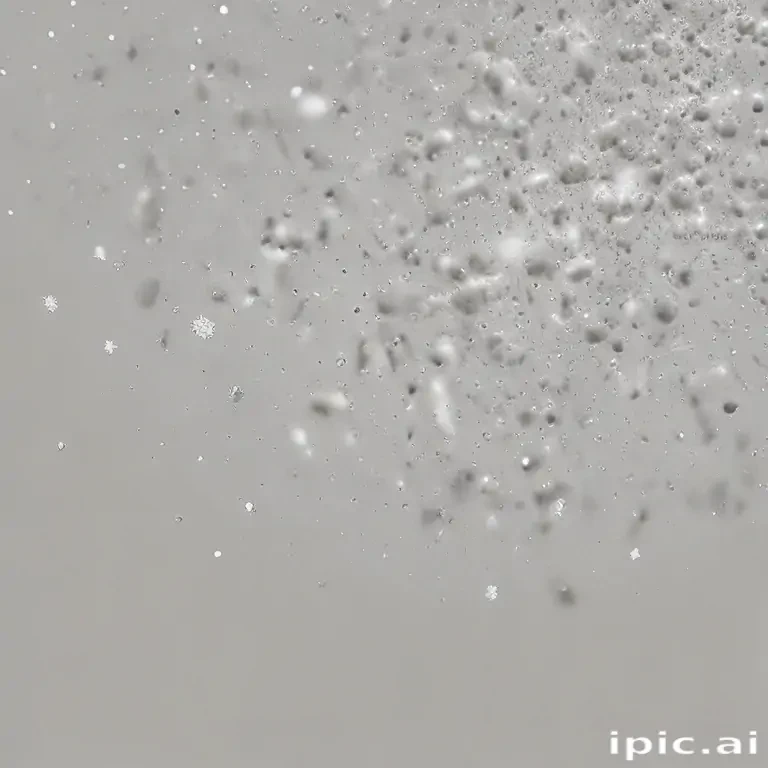 Delicate Snowflakes Gently Falling Against a Soft Gray Winter Background