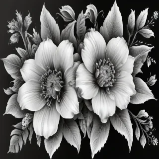 flower clip art black and white