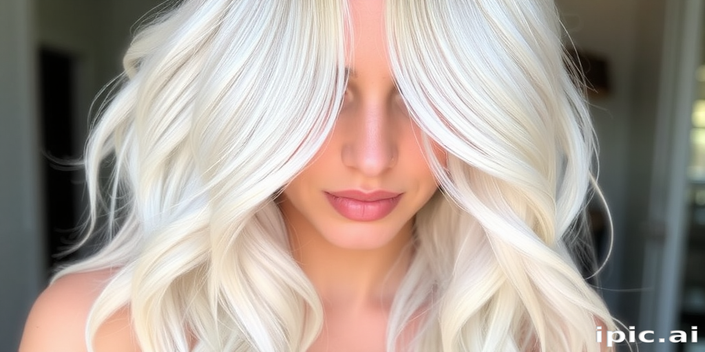 Elegant platinum blonde waist-length waves dubbed "Moonlit Cascade" with pearlescent undertones and soft face-framing tendrils, creating a ethereal and romantic appearance