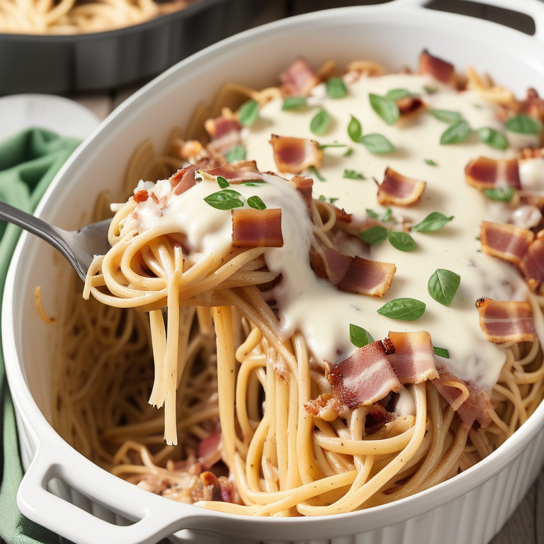 bacon cream cheese baked spaghetti