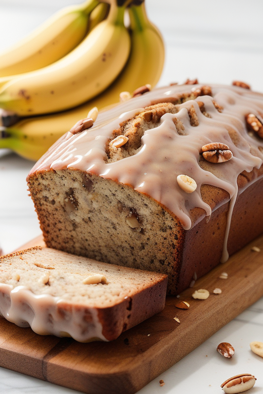 banana nut bread with glaze