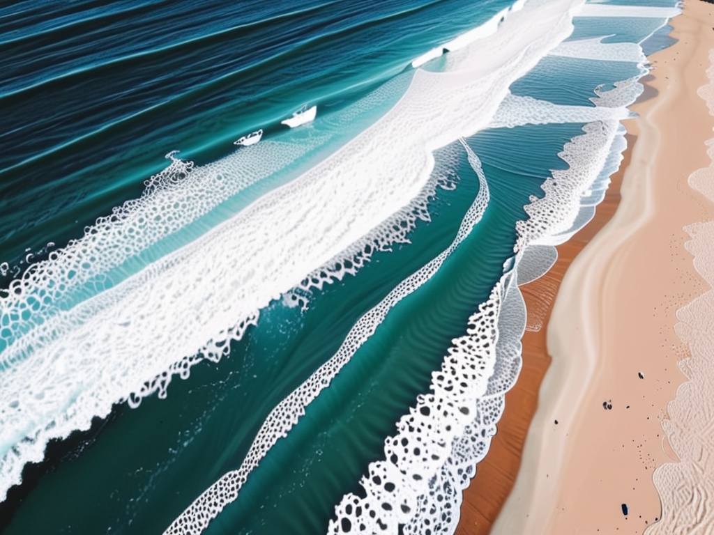 Tranquil Coastal Scene Featuring Gentle Waves and Golden Sandy Beach