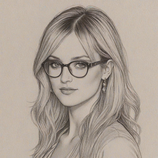 Elegant Ashlee Simpson, pencil sketch, portrait of Alluring woman 1969s in glasses, hair style beatnik, outline, clear lines, fine lines, 8k