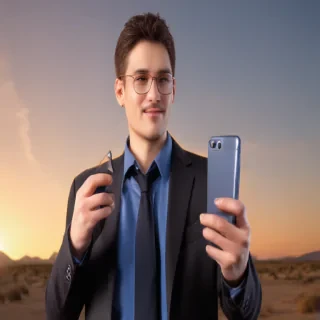 holding phone