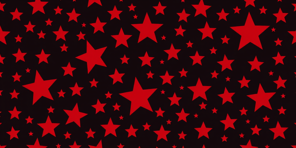 Generate an image featuring a pattern of various stars in different sizes and styles, all in shades of red against a dark background. The stars should be scattered throughout the image, creating a vibrant and dynamic design.
