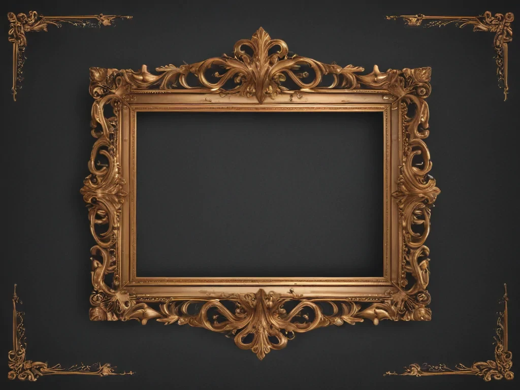 rectangle golden frame png