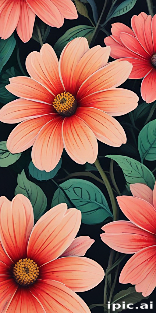 Vibrant Pink Flowers Blooming Against a Dark Green Background