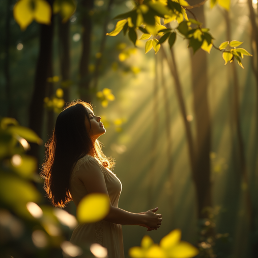 Create an ethereal scene of a couple embracing in a forest, soft golden light filtering through leaves, with detailed brushwork to enhance textures, taken with a 50mm lens at f/1.8, ISO 100, natural light, using a DSLR camera with a cinematic style.