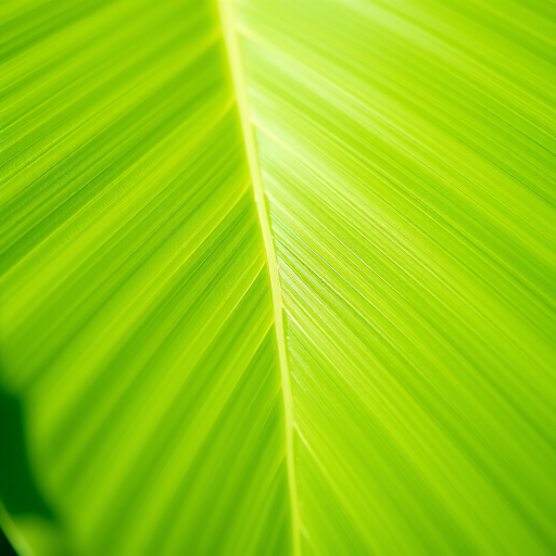 Generate a high-resolution image of a stylized green leaf with a smooth gradient, using a Canon EOS R5 camera with a 50mm lens, aperture set to f/2.8, shutter speed of 1/125 sec, and capture the leaf from a slightly elevated angle in natural lighting.