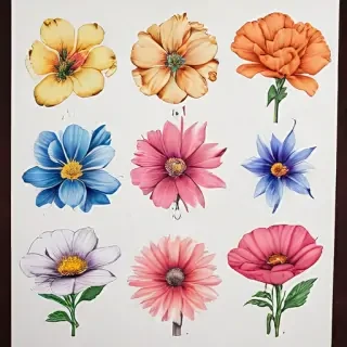 drawings of flowers with color