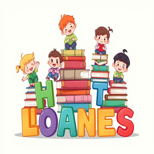 Create a vibrant illustration of children stacked on piles of books with playful expressions, surrounded by colorful letters in a whimsical font, using a Canon EOS R with a 35mm lens, aperture f/8 for sharpness, ISO 200 for clarity, and a bright pastel background to enhance contrast.