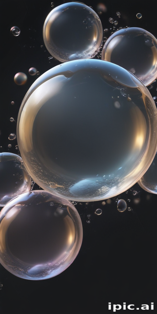 Glowing Bubbles Floating Gracefully Against a Dark Background in Space
