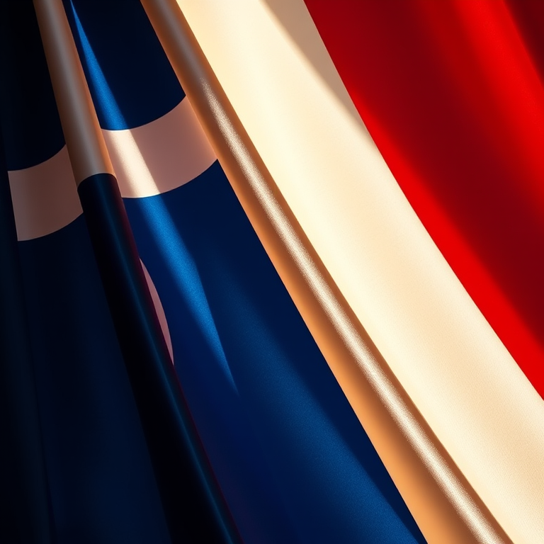 luxembourg flag draped in soft silk fabric illuminated by natural light, close-up shot, f/2.8 aperture, 50mm lens, ISO 100, shallow depth of field, high dynamic range photography, vibrant colors, smooth texture