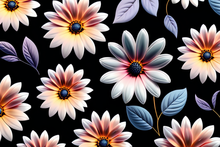 Vibrant Floral Pattern Featuring Colorful Flowers Against a Dark Background