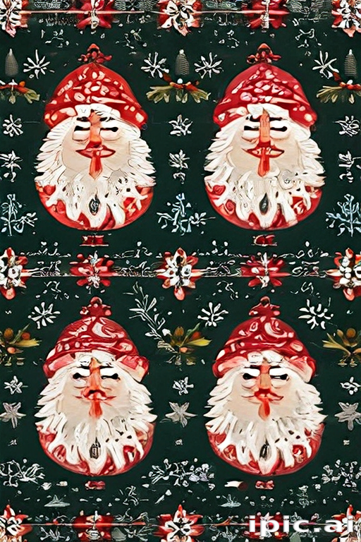 Festive Portrait Pattern Festive Holiday Pattern Featuring Cheerful Santa Faces and Winter ...