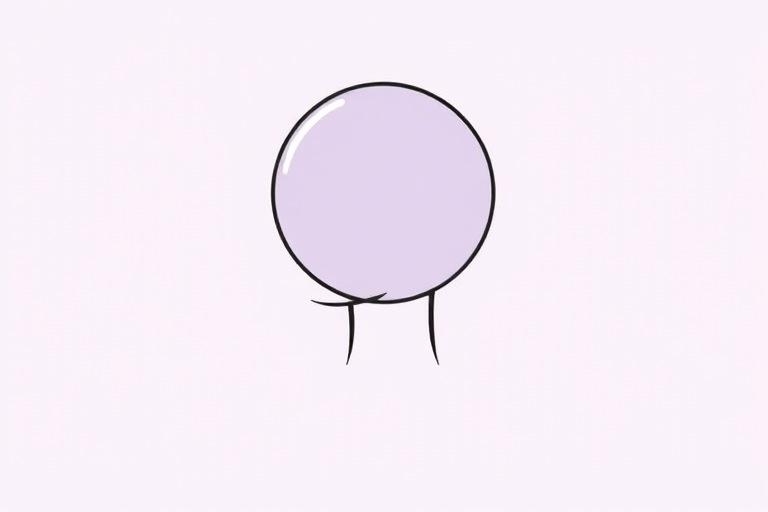 Create a minimalist vector-style illustration of a human figure with a round head and a simplified body shape, using a soft lavender color for the head and a thick black outline, with a clean studio lighting setup, captured using a DSLR camera at f/4, 1/125s shutter speed, ISO 100, from a straight-on viewpoint with a shallow depth of field.