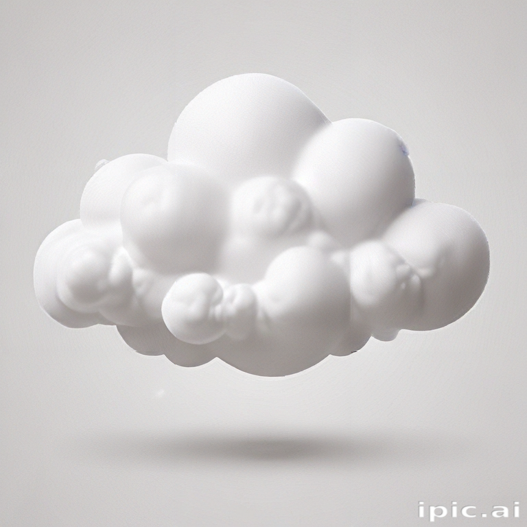 Fluffy White Cloud Form Floating in a Soft Gray Background