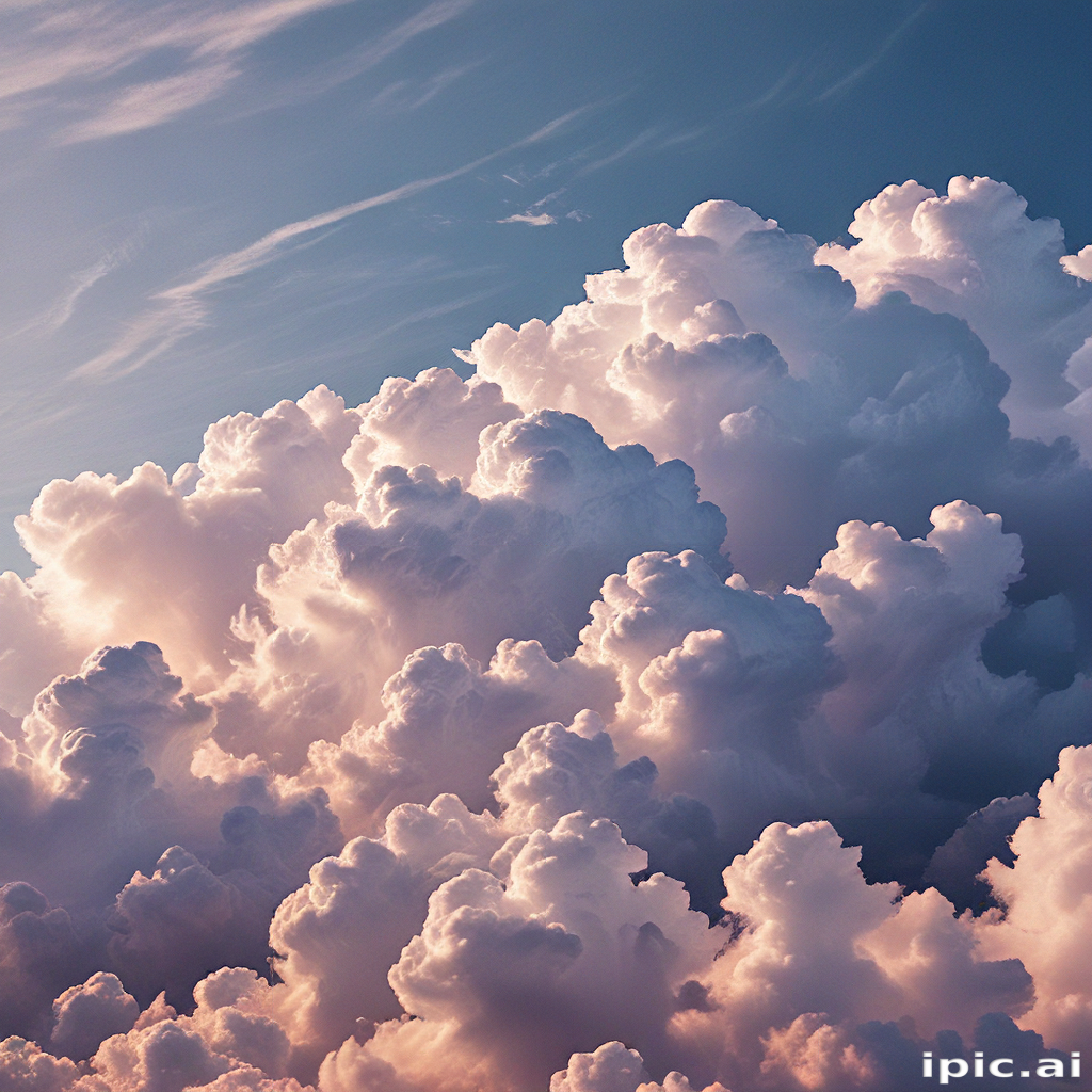 Majestic Cotton Candy Clouds Illuminated by the Soft Glow of Sunset