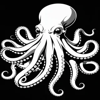 black and white octopus clipart