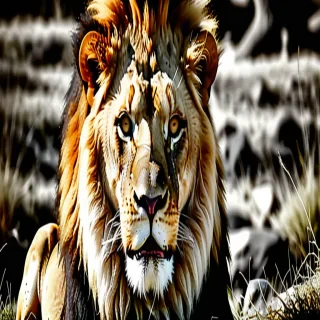 lion black and white