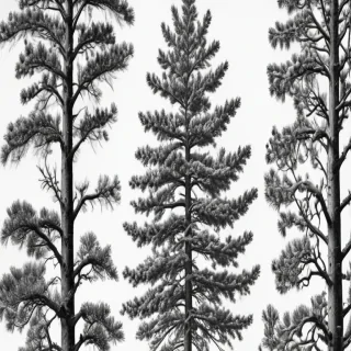 black and white pine tree clip art