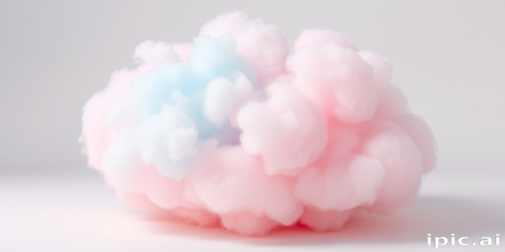 Whimsical Cotton Candy Cloud Puff exhibiting a soft blend of pastel pink and baby blue hues styled into a voluminous rounded shape resembling a fluffy cloud of spun sugar