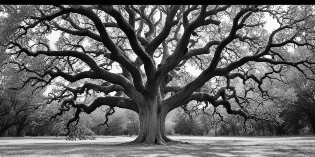 oak tree clipart black and white