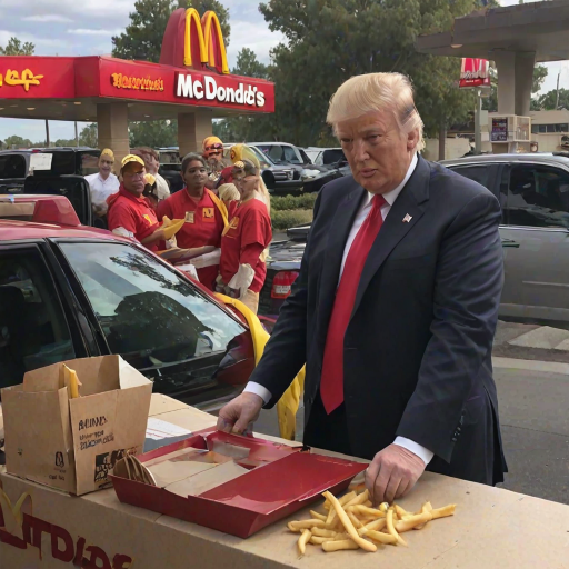 donald trump working at mcdonalds drive thru