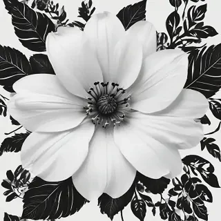 black and white flower png