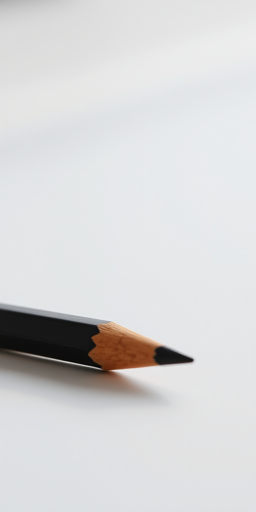Create a highly detailed image of a pencil lying on a flat surface, with soft natural lighting, a 50mm lens at f/2.8 for a shallow depth of field, using a DSLR camera for professional quality.
