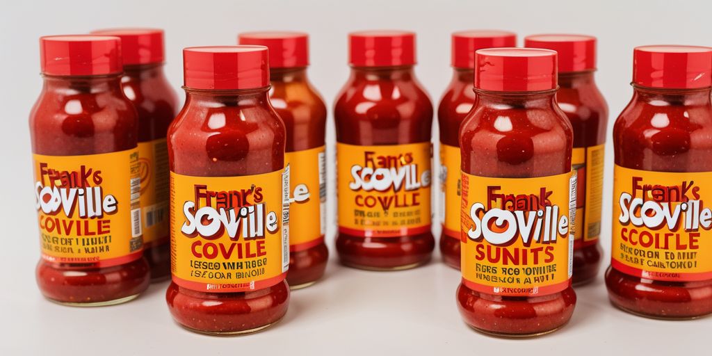 Variety of Frank's Scoville Hot Sauce Bottles on a White Background