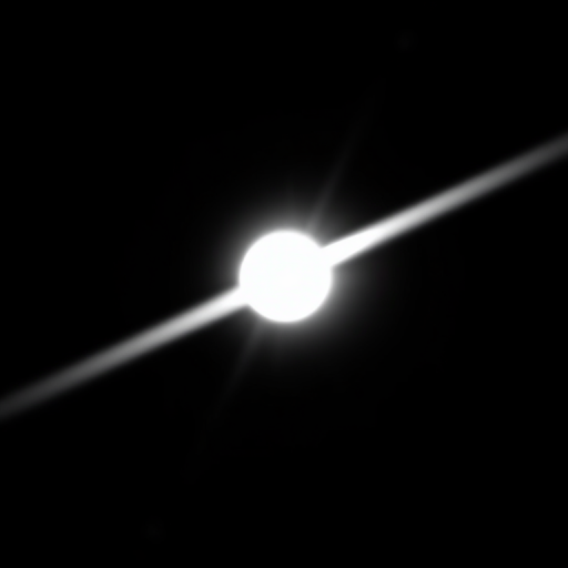 generate a high-contrast black and white image with a sharp diagonal light beam crossing a blurred circular background, camera settings f/8, ISO 100, shutter speed 1/200s, 50mm lens, taken from a low angle with a wide aperture using a DSLR camera