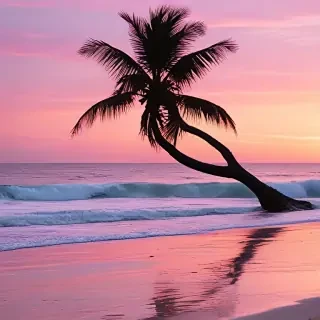 pink beach sunset