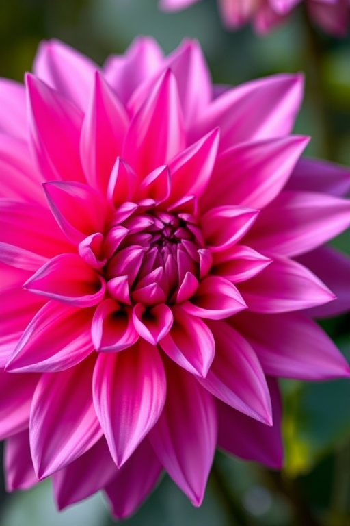 Close-up shot of a pink dahlia flower, vibrant color, sharp focus, shallow depth of field, using a Nikon D850, 85mm f/1.4 lens, ISO 100, aperture f/1.8, natural light.