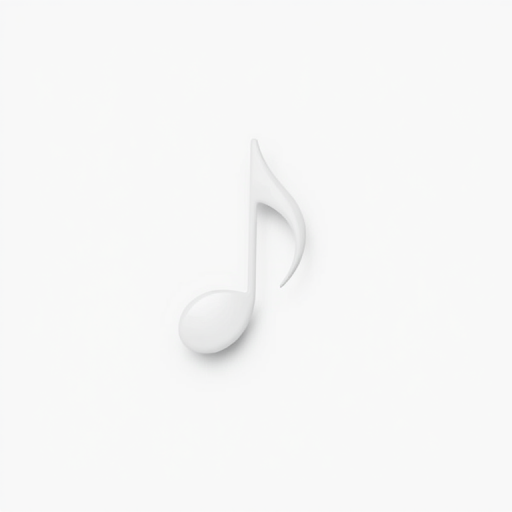 Create a high-resolution vector graphic of a single musical note, using a DSLR camera shot at f/4, 1/160s, ISO 100, with a shallow depth of field, top-down view, and a clear white background to enhance contrast and clarity.