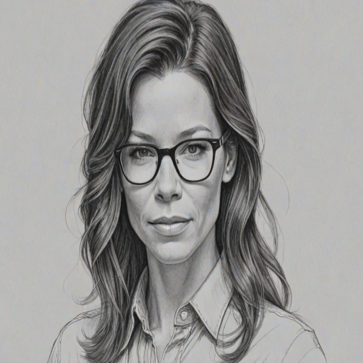 Resplendent Evangeline Lilly, pencil sketch, portrait of Comely woman 1977s in glasses, hair style beatnik, outline, clear lines, fine lines, 8k