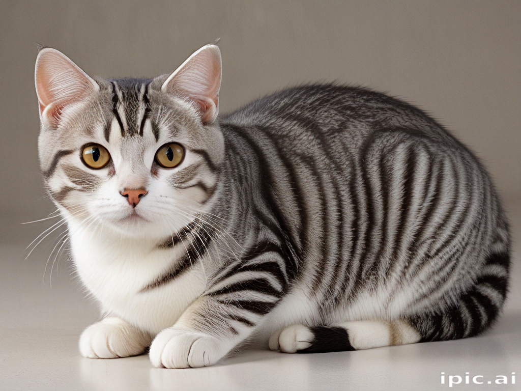 A Playful Grey And White Striped Cat Posing Elegantly On A Light A Playful Grey And White Striped Cat Posing Elegantly On A Light