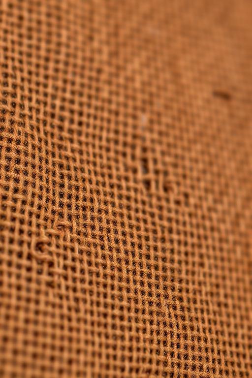 high-resolution close-up of a textured brown fabric, captured with a DSLR camera at f/5.6 aperture, ISO 100, 50mm lens, natural lighting, shallow depth of field, focus on fabric details