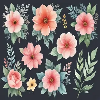 watercolor flowers clipart