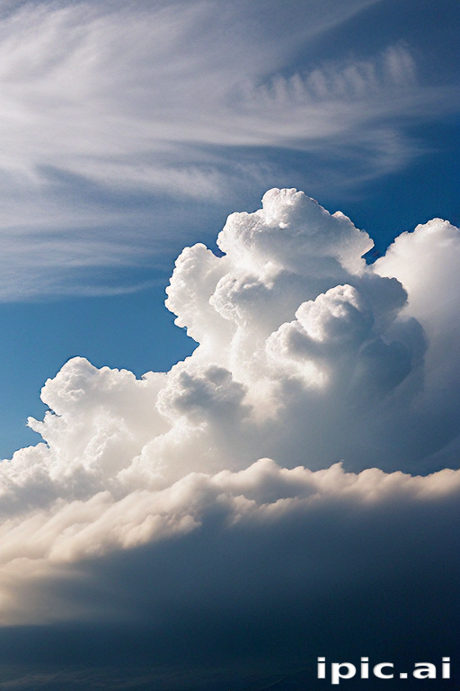 Majestic Cotton Candy Clouds Against a Bright Blue Sky Background.